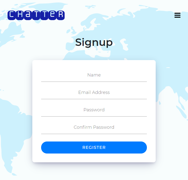 Tablet – Signup page