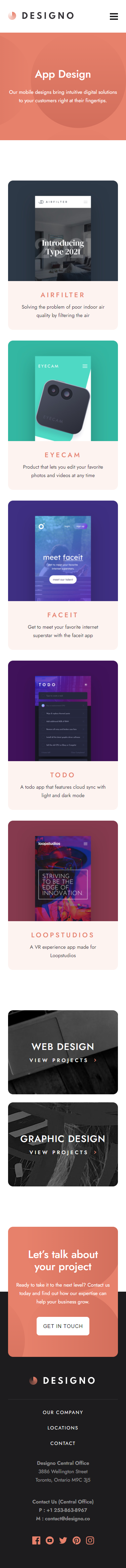 Mobile – App Design page