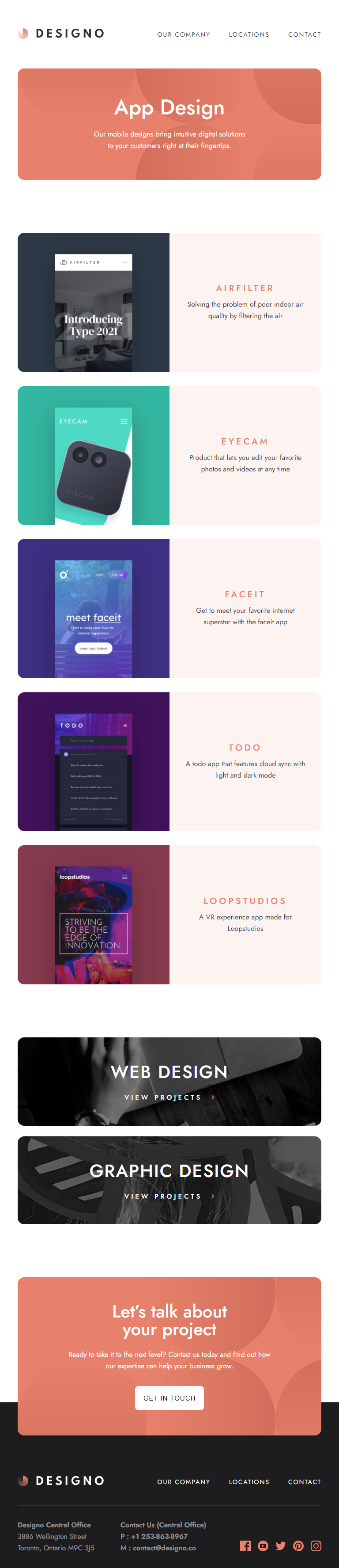 Tablet – App Design page