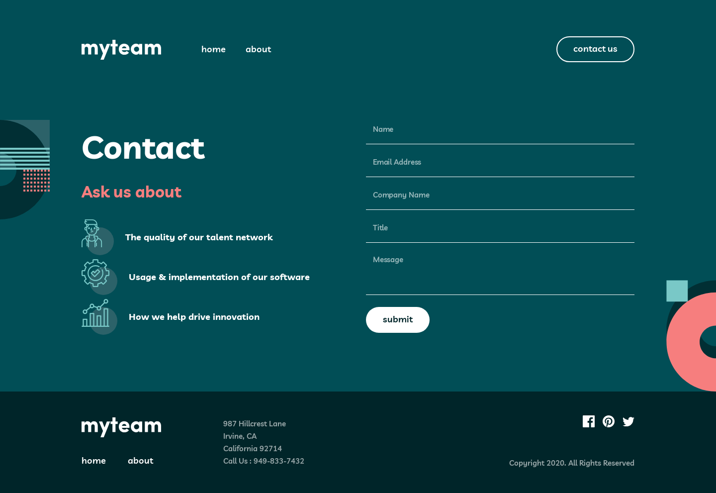 Desktop – Contact page