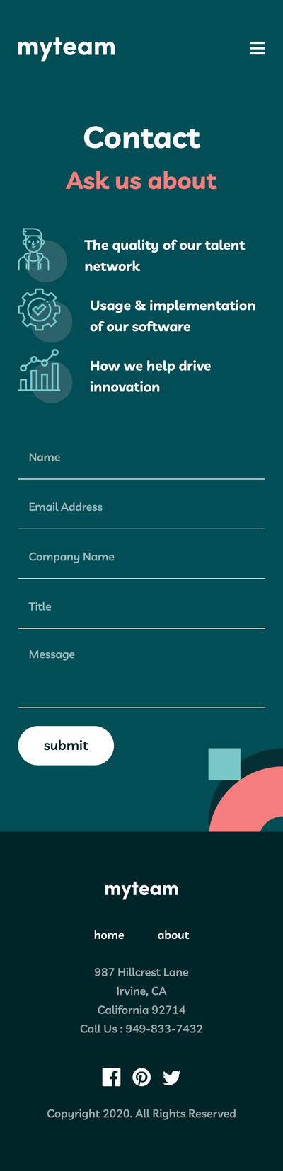 Mobile – Contact page